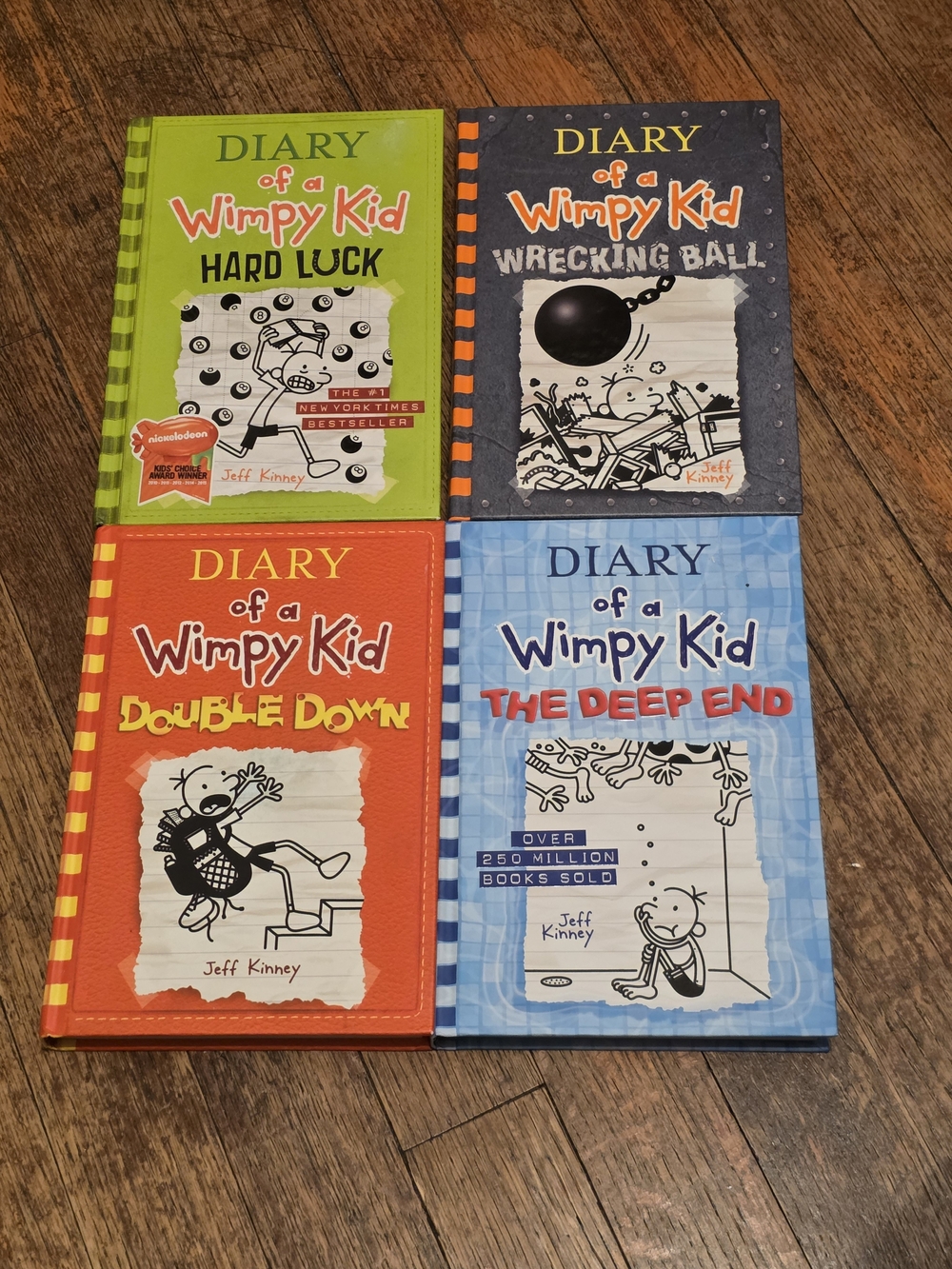Diary of a Wimpy Kid Book Set by Jeff Kinney - Green, Black, Orange, Blue